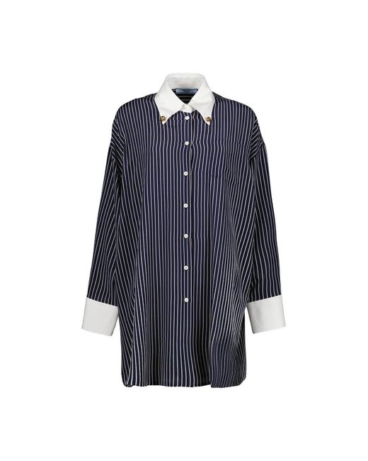 Prada Gestreept Oversized Overhemd in het Blue