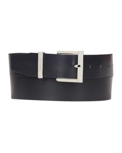 Kazar Accessoires ,Blauw ,Leer Minimalistische Donkerblauwe Riem Met Zilveren Gesp in het Black