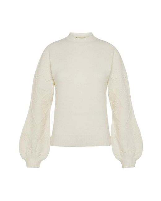 Momoní White Merino Stretch Sweatshirt-Effekt-Pullover