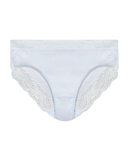 Hanro Ondergoed ,Blauw ,Katoen Cotton Delight Midi Slip in het White