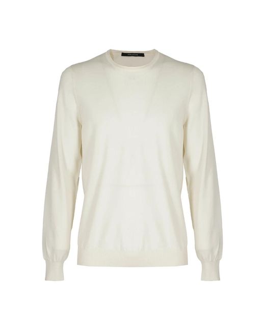 Tagliatore White Round-Neck Knitwear for men