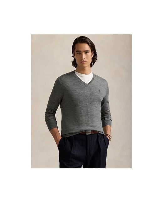 Polo Ralph Lauren Gray V-Neck Knitwear for men