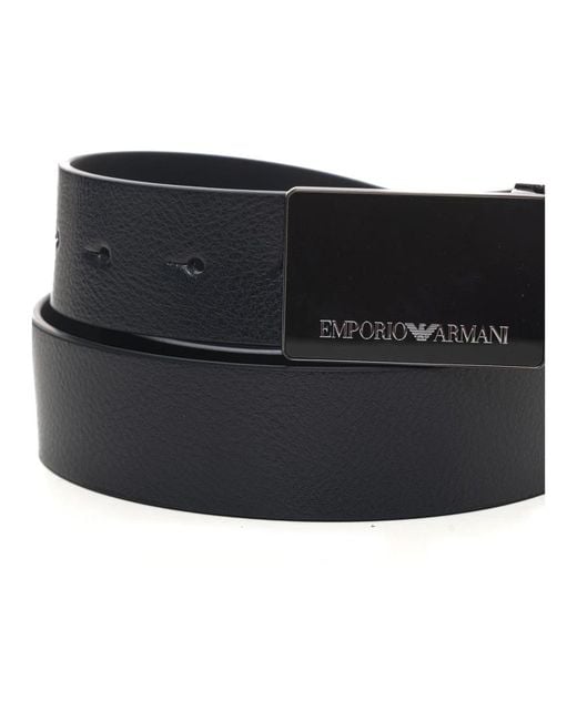 Emporio Armani Gürtel Aus Genarbtem Leder Mit Platte in Black für Herren