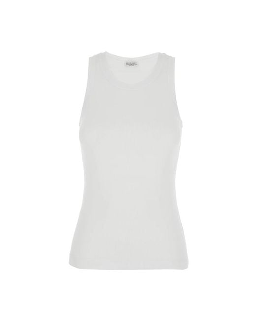 Sleeveless Tops di Brunello Cucinelli in White