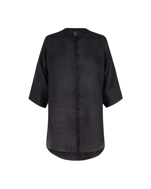 Cortana Overhemden ,Zwart ,Top Met Mao-Kraag En Kimono-Mouw in het Black