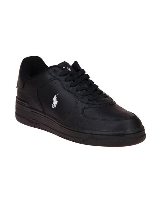 Ralph Lauren Schwarze ledersneaker in Black für Herren