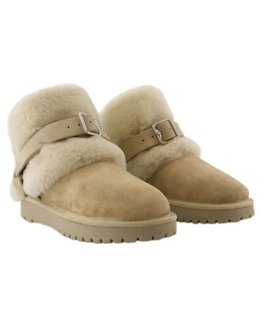 Burberry Natural Calfskin Knee-High Winter Boots