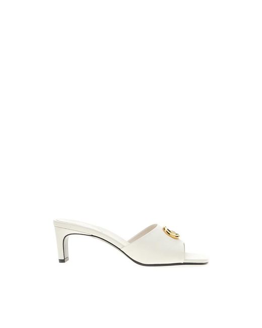 Gucci White Heeled Mules