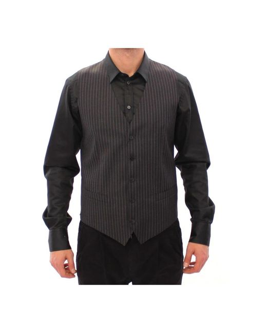 Dolce & Gabbana Black Suit Vests for men