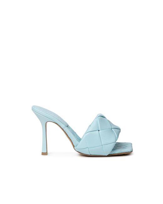 Bottega Veneta Blue Blaue Geflochtene Sandalen Eckige Zehe