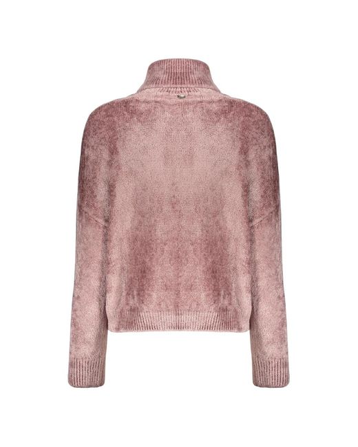 Herno Pink Sweater With A High Elegant Collar