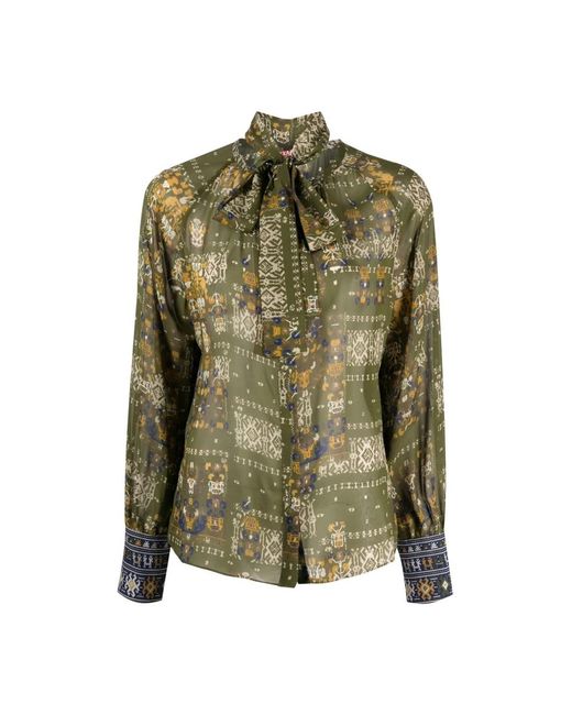 Max Mara Overhemden ,Groen ,Blouse Met Strik in het Green
