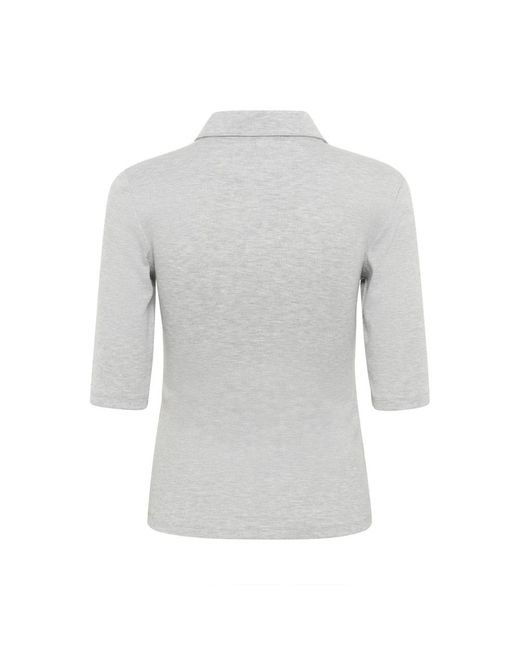 Gestuz Tops ,Grijs ,Katoen Grijze Melange Polo Top in het Gray