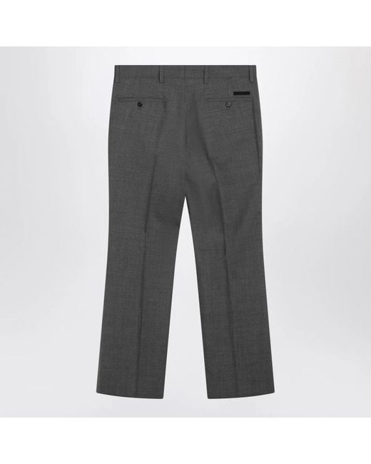 Prada Gray Slim-Fit Trousers for men