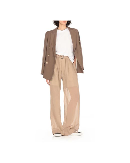Brunello Cucinelli Natural Wide Trousers