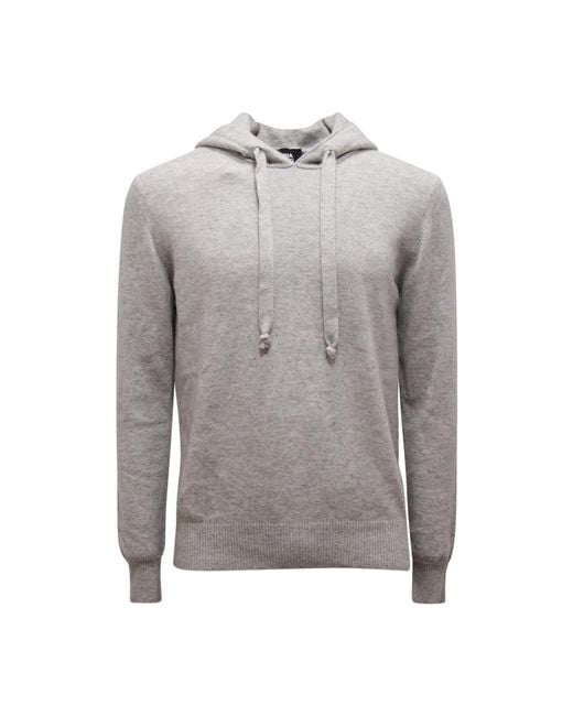 Alpha Studio Kaschmir Kapuzenpullover Hellgrau in Gray für Herren