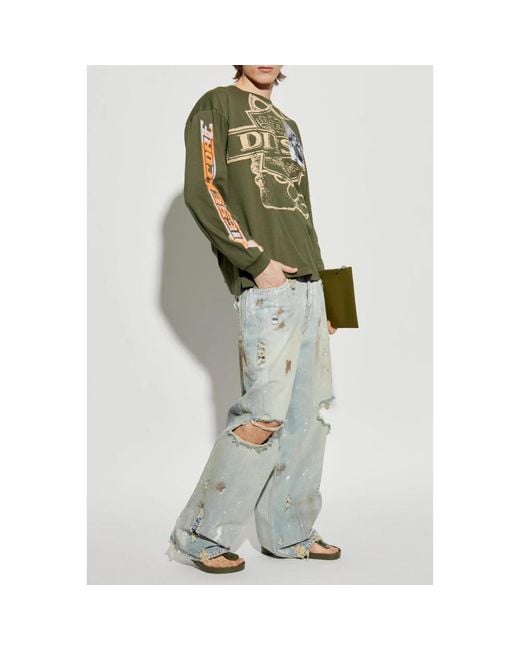 DIESEL T-shirt t-boxt-ls-slits-r5 in Green für Herren