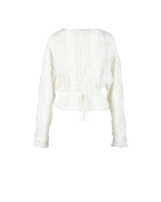 WEILI ZHENG White Bluse Aus Viskose-Spandex-Mix
