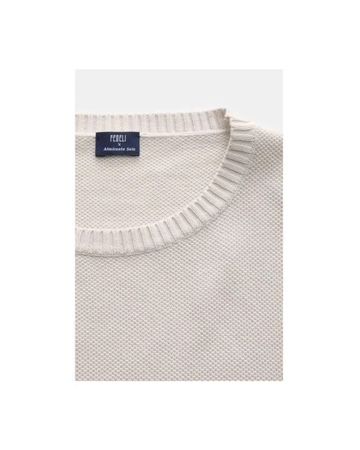 Fedeli White Round-Neck Knitwear for men