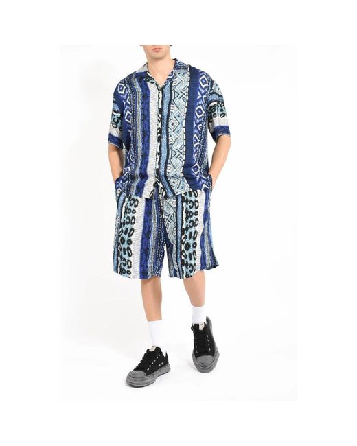 Laneus Blue Short Sleeve Shirts for men