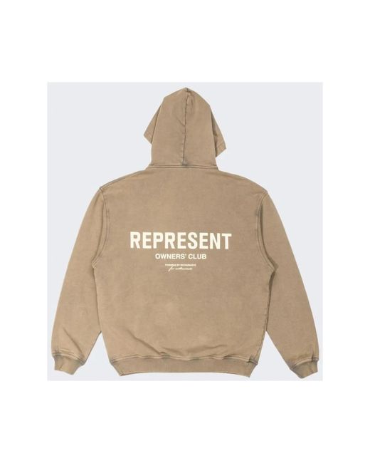Represent Hoodies & Sweatvesten ,Bruin ,Katoen Owners Club Hoodie in het Natural voor heren