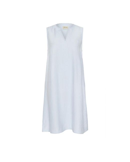 Cream Blue Blaues Spitzenkleid Mit V-Ausschnitt