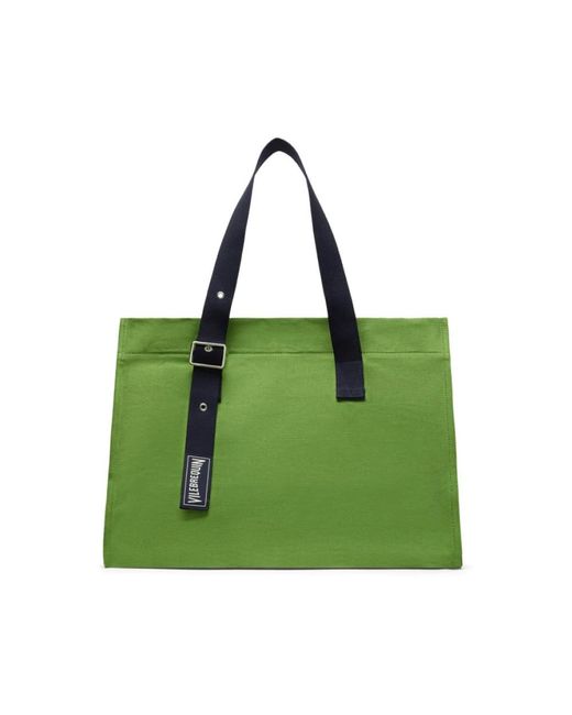 Vilebrequin Big Beach Bag Solid in het Green