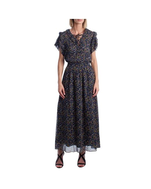 Zadig & Voltaire Black Long Dress With Bow Neckline And Ruffles Wjcf0402F