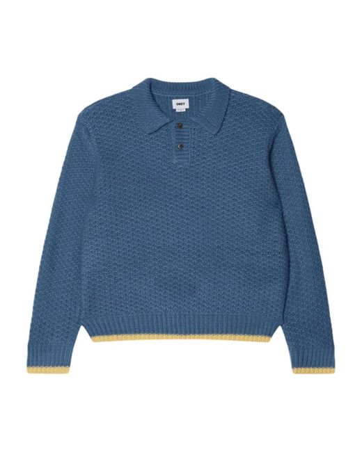 Obey Gebreide Polo Sweater in het Blue voor heren