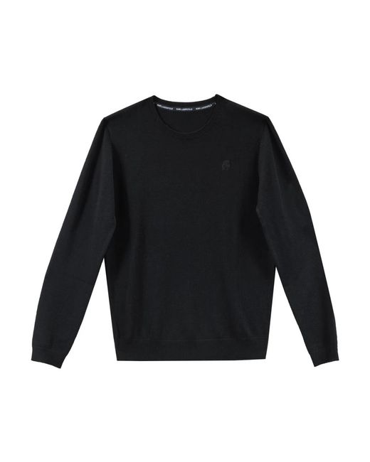 Karl Lagerfeld Black Round-Neck Knitwear for men