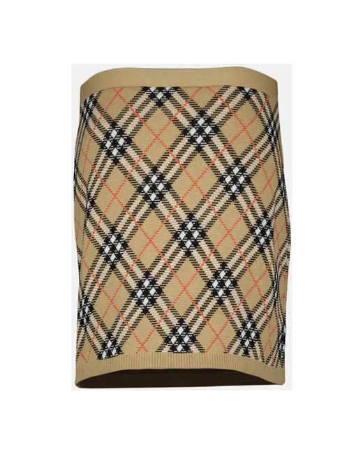 Burberry Rokken ,Veelkleurig ,Wol Geruite Wollen Rok in het Metallic