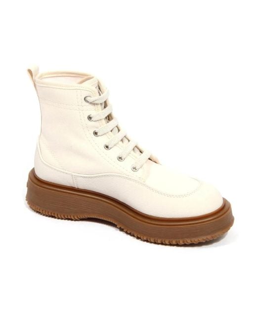 Hogan White Lace-Up Boots