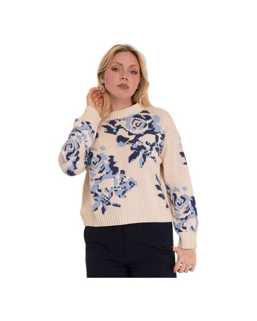 Weekend by Maxmara Gray Blumiger Rundhalspullover