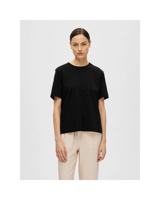 SELECTED Essential Ss Boxy Tee in het Black