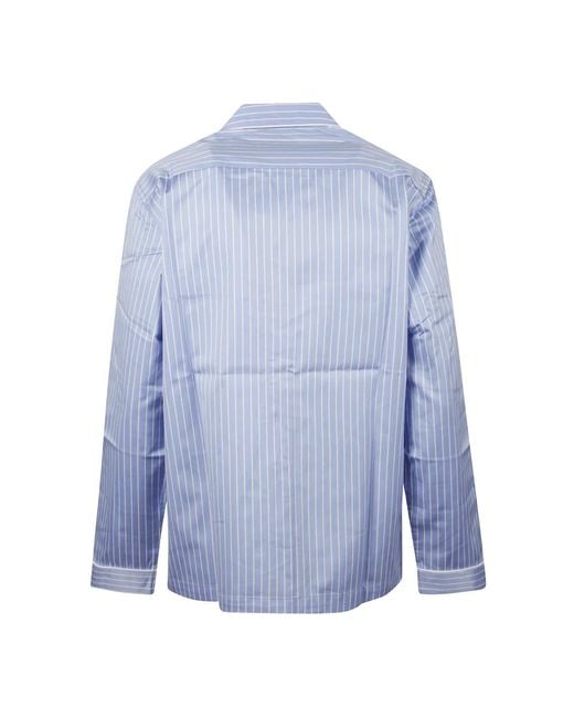 Tekla Satijnen Pyjamashirt in het Blue