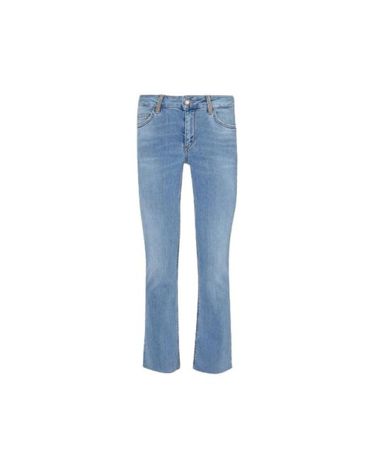 Liu Jo Blue Crop Flare Jeans mit Fransensaum