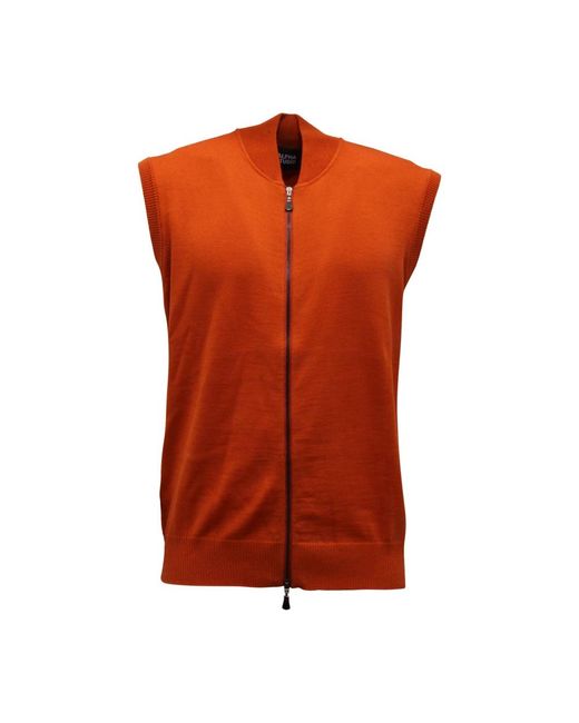 Alpha Studio Jassen ,Oranje ,Wol Wollen Mouwloze Trui Tamarindo Bomber in het Orange voor heren
