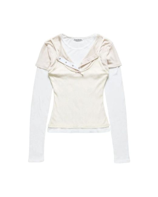 Acne White Long Sleeve T-Shirts