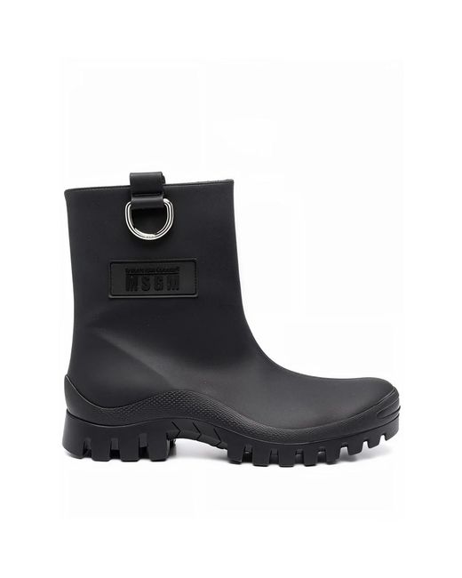 MSGM Black Ankle Boots Mit Runder Spitze