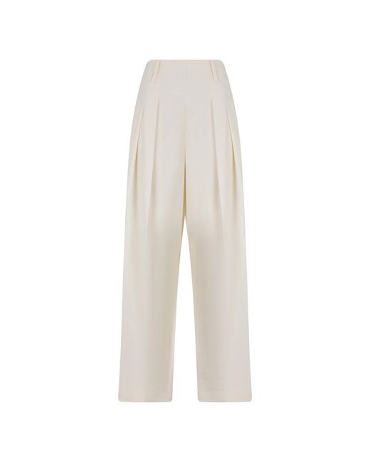 Victoria Beckham White Wide Trousers