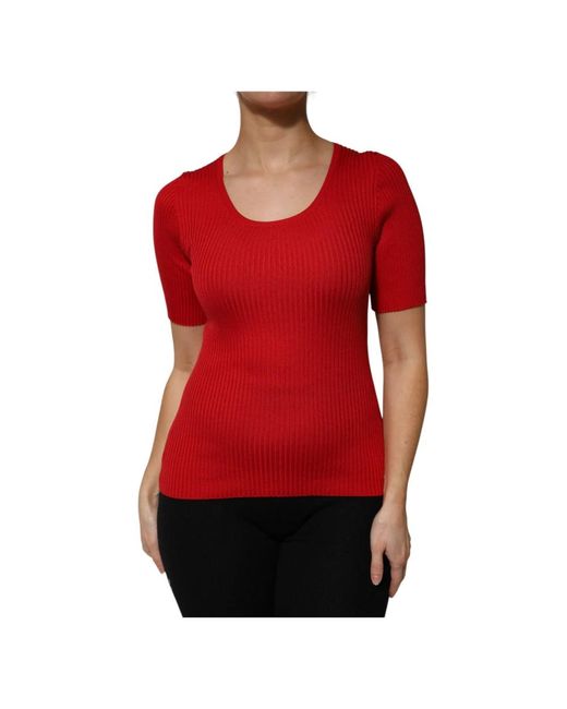 Dolce & Gabbana Red Round-Neck Knitwear