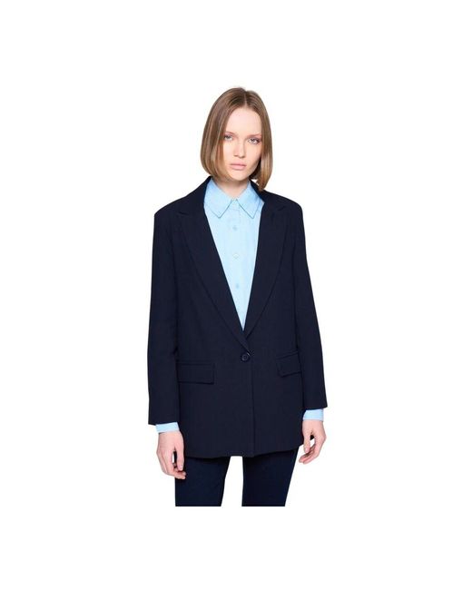 Silvian Heach Blue Klassischer blazer mit seitentaschen