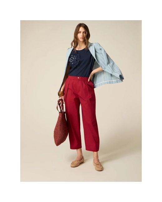 Cropped Trousers Oltre de color Red