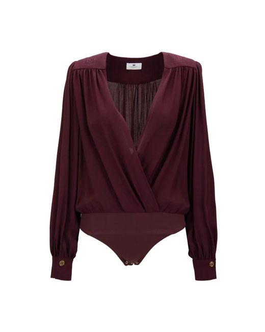 Elisabetta Franchi Body Met V-Hals En Automatische Knopen in het Purple
