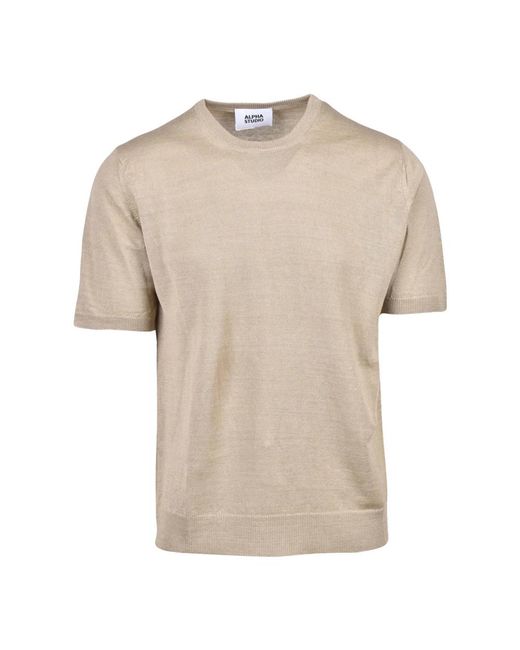 Alpha Studio Natural Round-Neck Knitwear for men