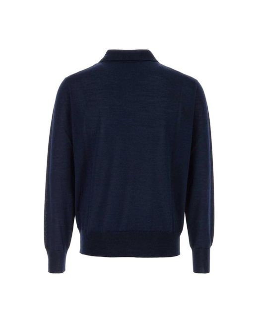 AMI Tops ,Blauw ,Wol Donkerblauw Poloshirt Van Wolmix in het Blue voor heren