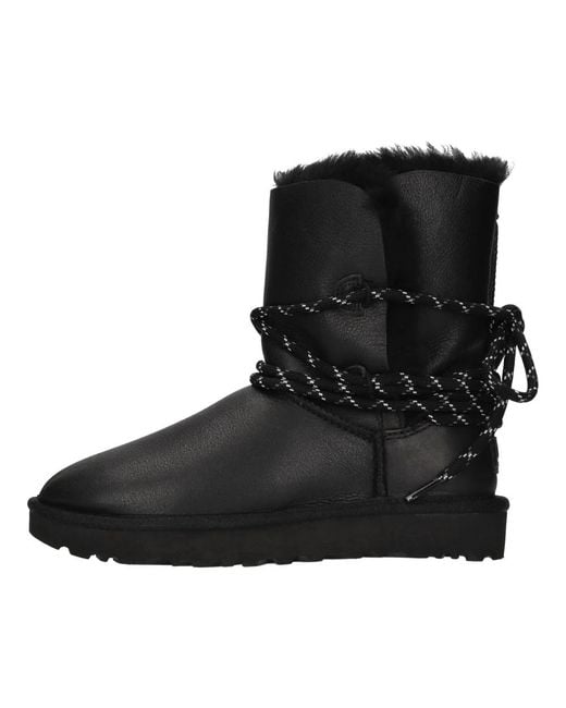 Ugg Black Bailey Tie Leder-Stiefelette