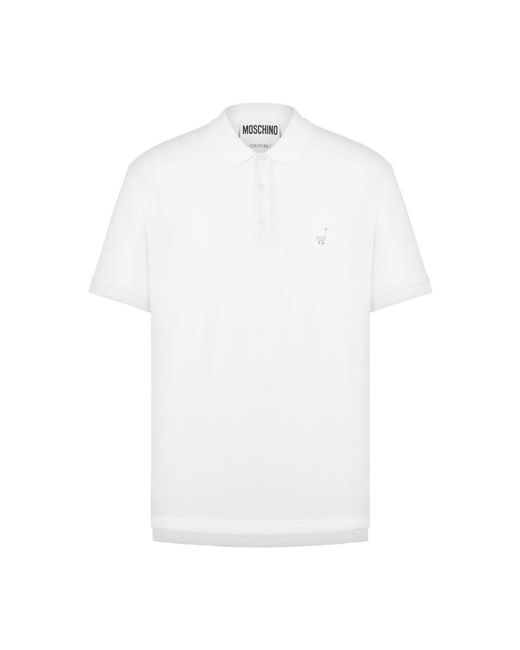 Moschino Besticktes motiv weißes poloshirt in White für Herren