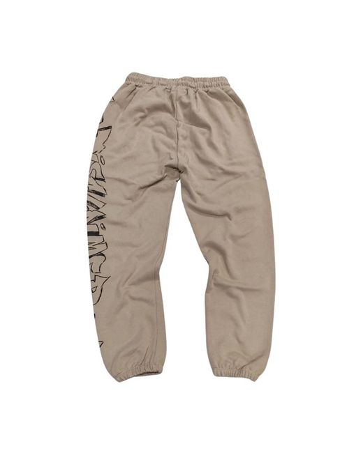 DISCLAIMER Broeken ,Katoen Bruine Joggingbroek Met Zijlogo Urban Comfort in het Natural voor heren