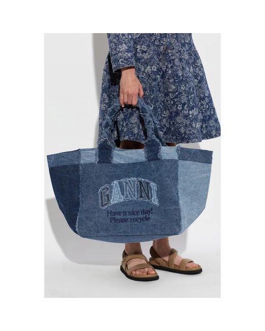 Ganni Blue Tote Bags